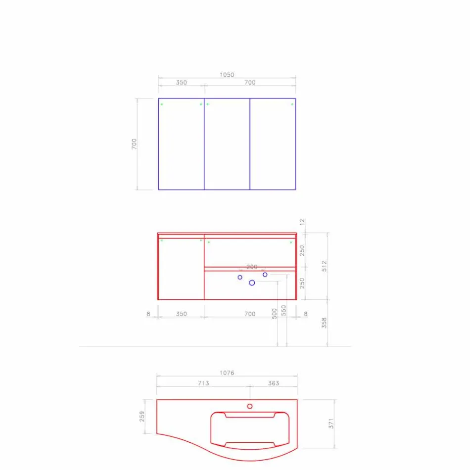 Moderne en hangende badkamersamenstelling Made in Italy Design - Callisi7 Viadurini