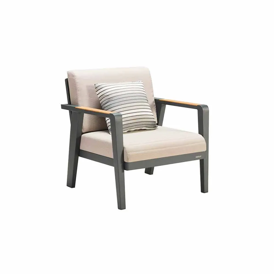 Compositie voor buiten 3-zitsbank, 2 fauteuils en salontafel - Moira Viadurini