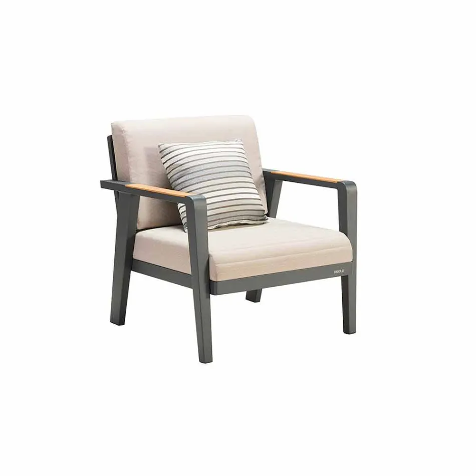 Tuinsamenstelling 2-zitsbank, 2 fauteuils en salontafel - Moira Viadurini