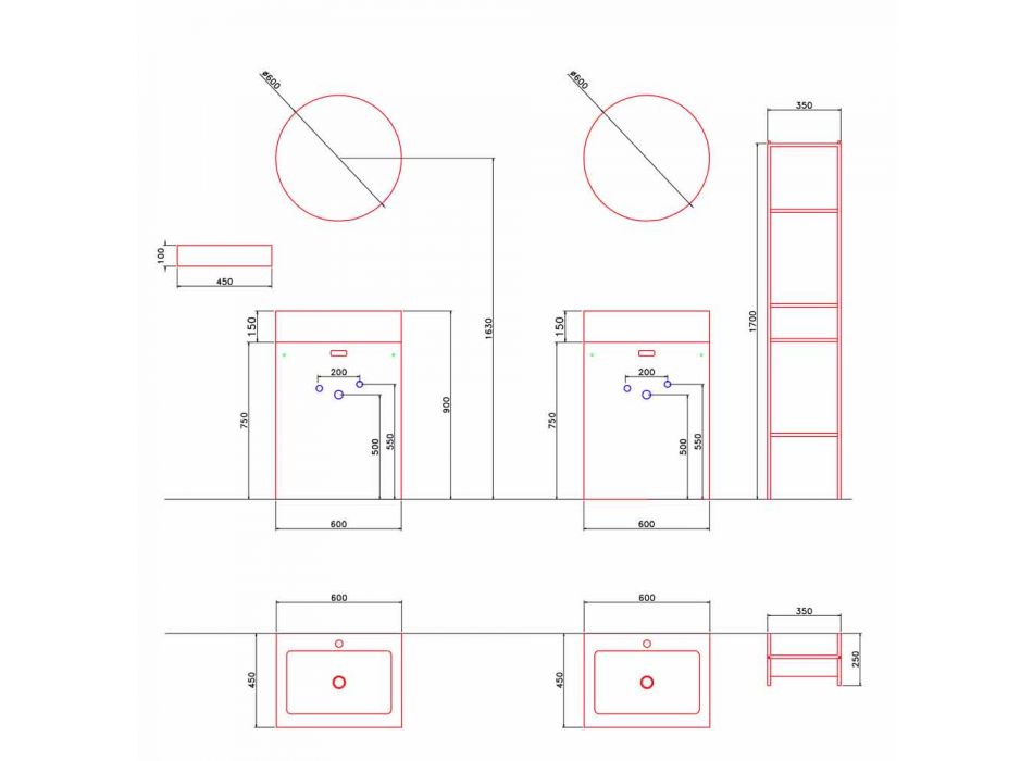 Vloersamenstelling van modern design badkamermeubels - Farart10 Viadurini