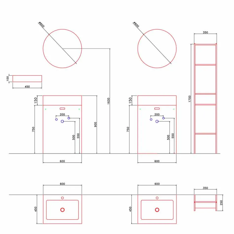 Vloersamenstelling van modern design badkamermeubels - Farart10 Viadurini