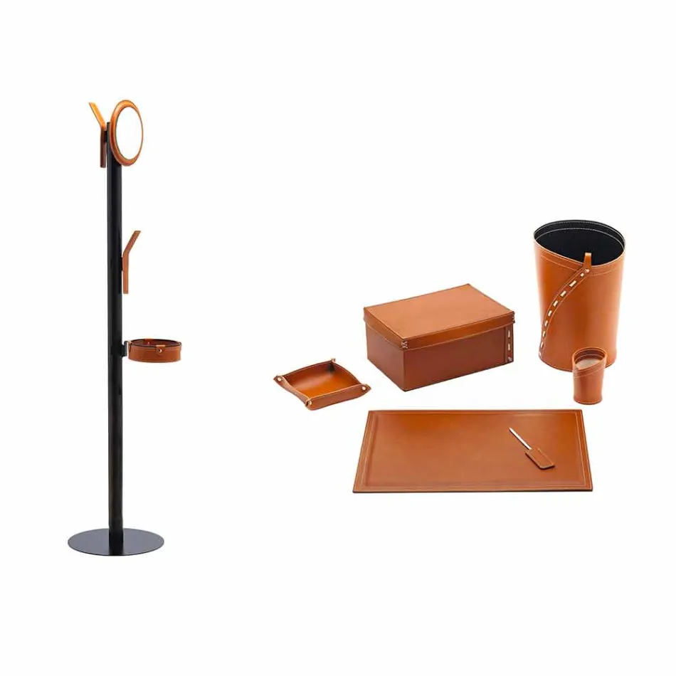 Modern design kantoorsamenstelling in leer Made in Italy - Andrea Viadurini