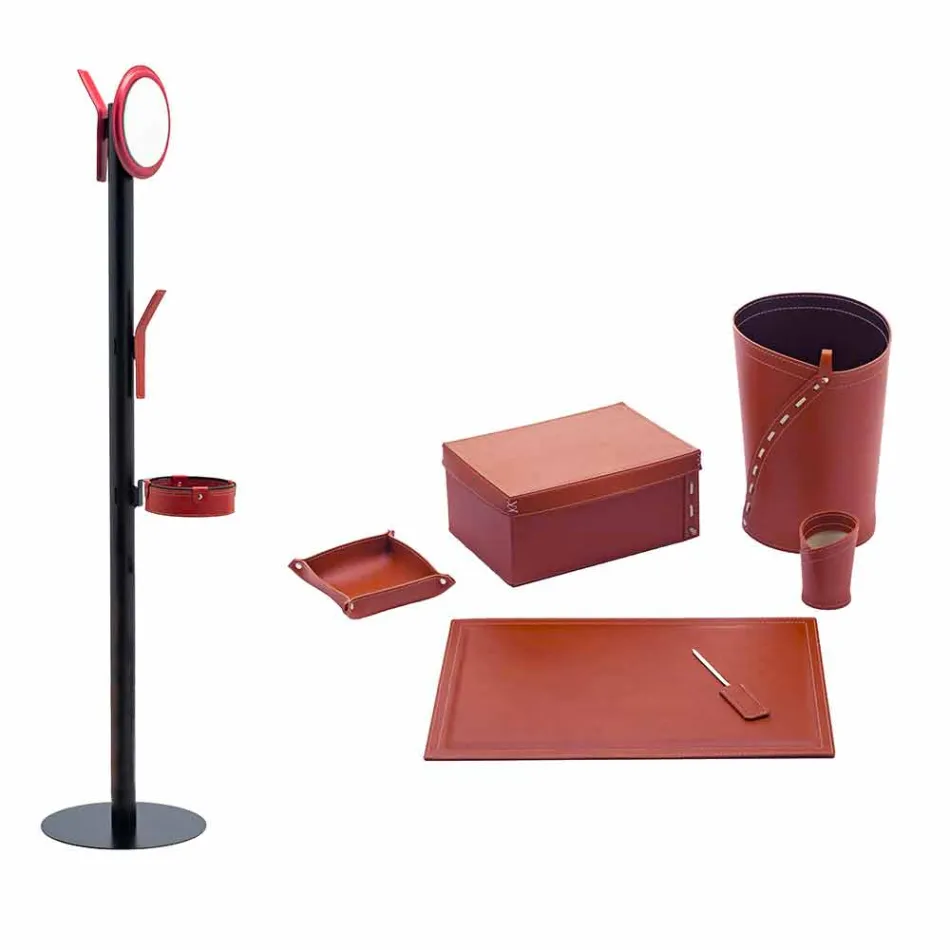 Modern design kantoorsamenstelling in leer Made in Italy - Andrea Viadurini