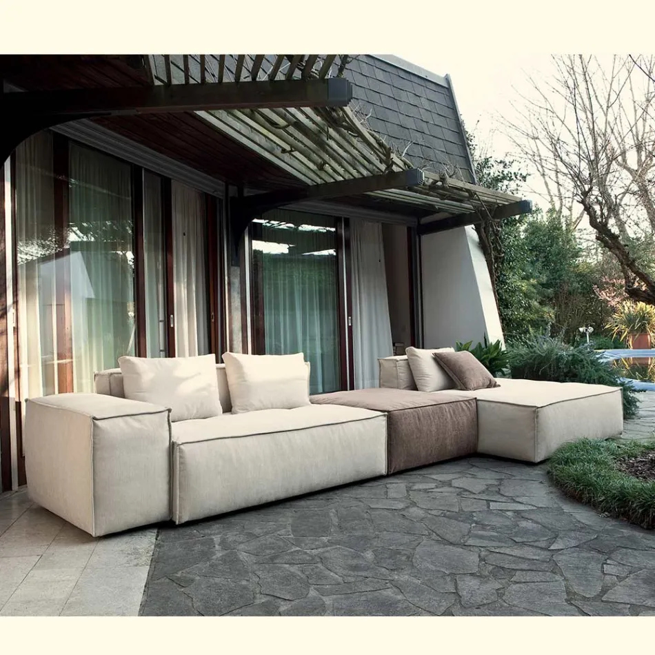 Samenstelling van 1 poef met rugleuning, 1 poef en 1 schiereiland - Bizar Viadurini