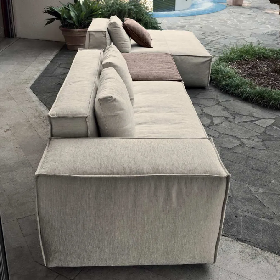 Samenstelling van 1 poef met rugleuning, 1 poef en 1 schiereiland - Bizar Viadurini