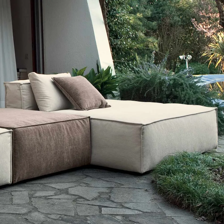 Samenstelling van 1 poef met rugleuning, 1 poef en 1 schiereiland - Bizar Viadurini