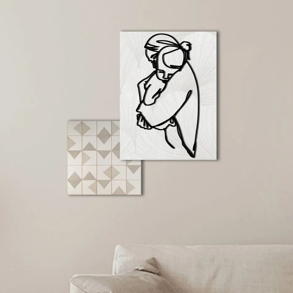 Samenstelling van 2 panelen met stilering van een knuffel Made in Italy - Kyoko Viadurini