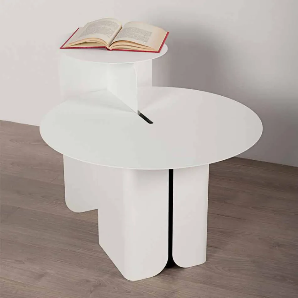 Samenstelling van 2 moderne salontafels in staal gemaakt in Italië - populier Viadurini