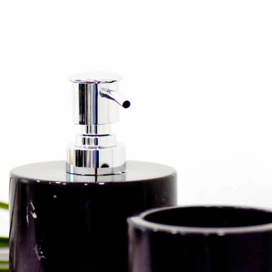 Samenstelling van 3 badkameraccessoires in gepolijst marmer, gemaakt in Italië - Trevio Viadurini