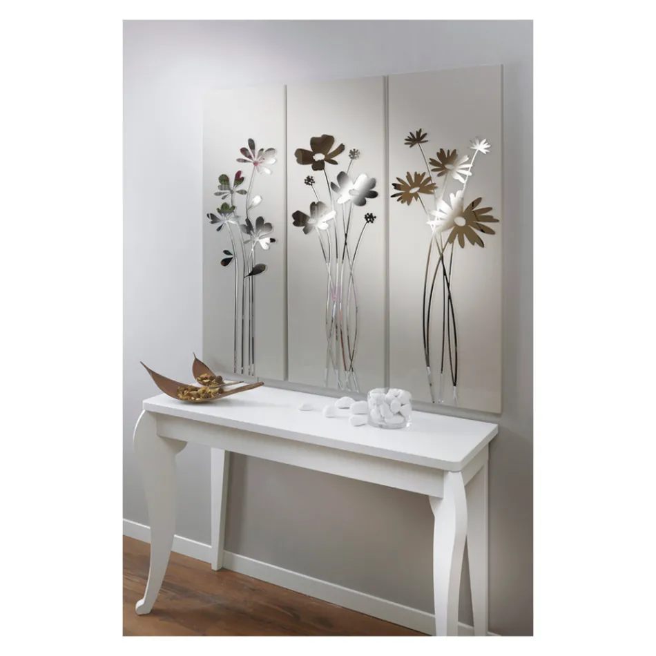 Samenstelling van 3 panelen met 3 boeketten bloemen gemaakt in Italië - Colleen Viadurini