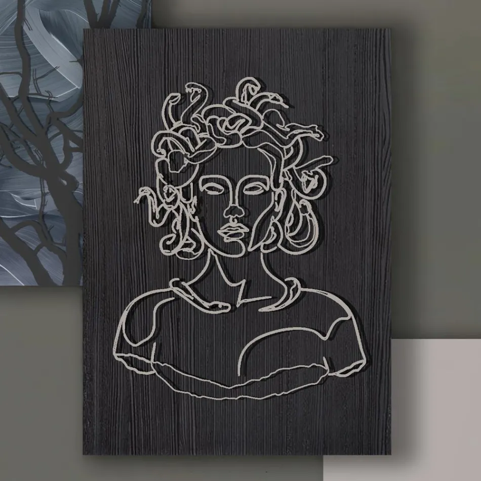 Samenstelling van 3 panelen met de stilering van Medusa Made in Italy - Ichika Viadurini