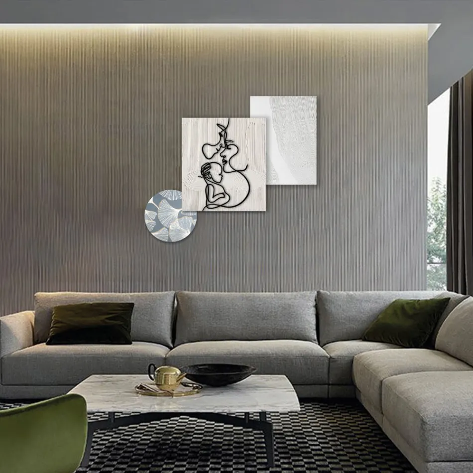 Samenstelling van 3 panelen met stilering van liefde Made in Italy - Keina Viadurini