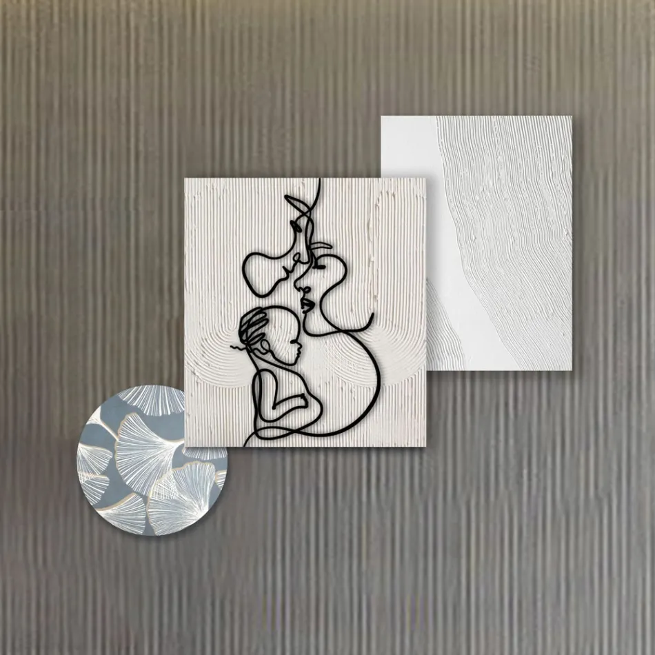 Samenstelling van 3 panelen met stilering van liefde Made in Italy - Keina Viadurini