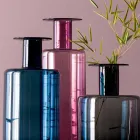 Samenstelling van 3 decoratieve vazen in gerookt, blauw en amethist glas - Infinity Viadurini