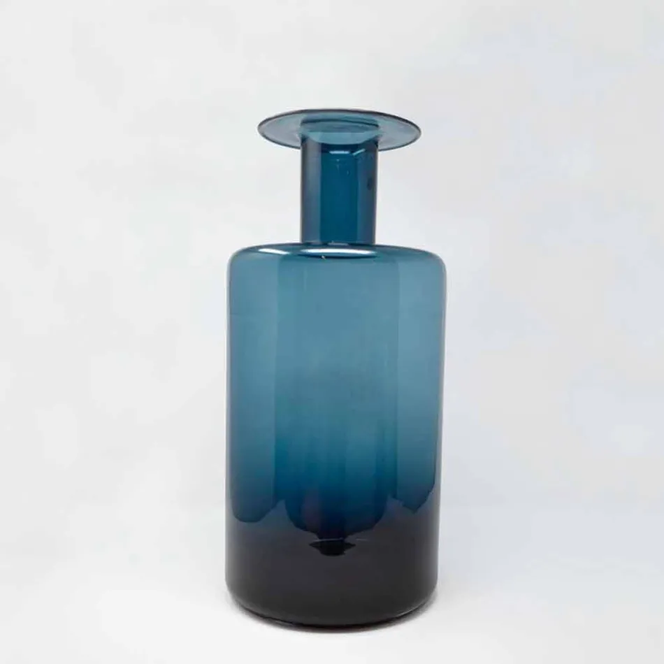 Samenstelling van 3 decoratieve vazen in gerookt, blauw en amethist glas - Infinity Viadurini
