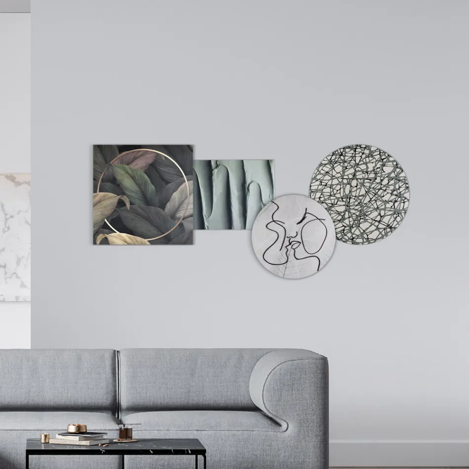 Samenstelling van 4 panelen met de stilering van de kus Made in Italy - Kanna Viadurini