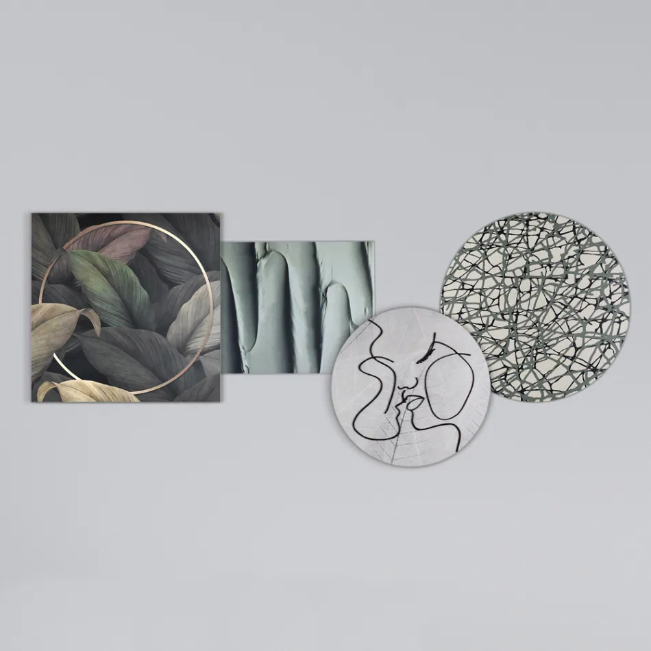 Samenstelling van 4 panelen met de stilering van de kus Made in Italy - Kanna Viadurini