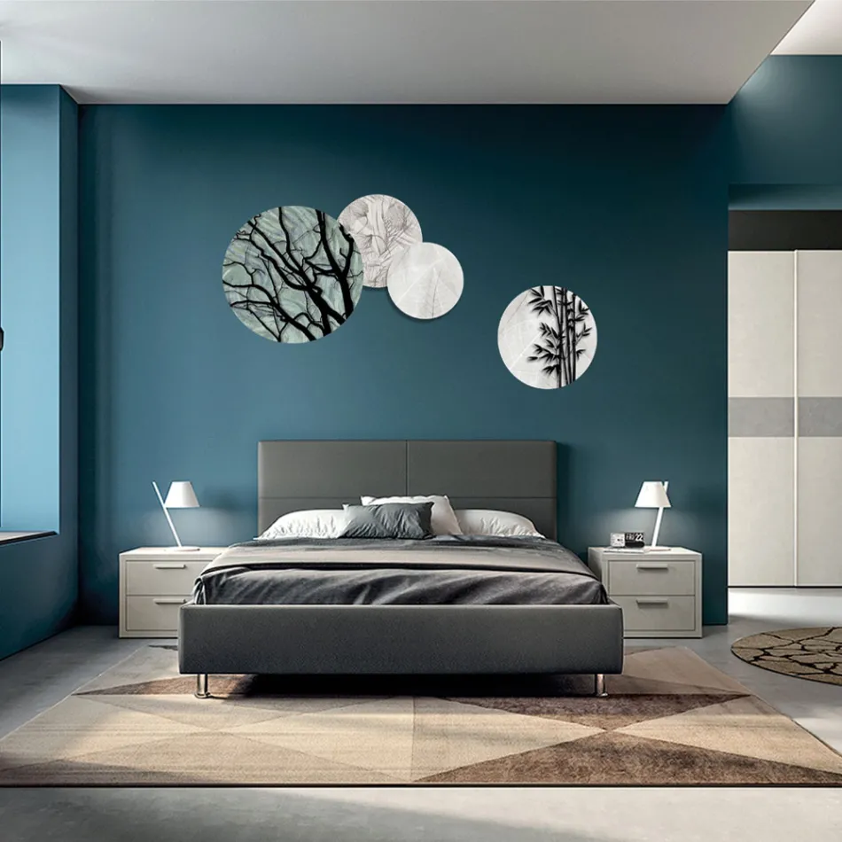 Samenstelling van 4 ronde panelen gemaakt met laser Made in Italy - Maeko Viadurini