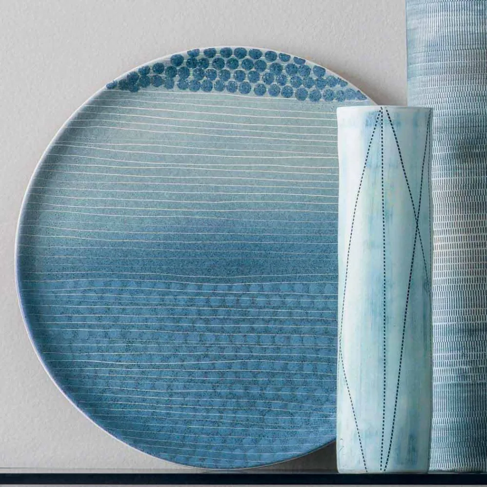 Samenstelling van 4 vazen en middelpunt in handbeschilderd porselein - Liberio Viadurini