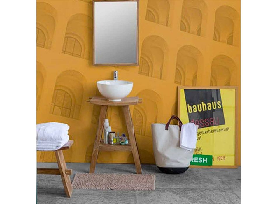 Samenstelling van badkamermeubels in massief teak met modern design - Azina Viadurini