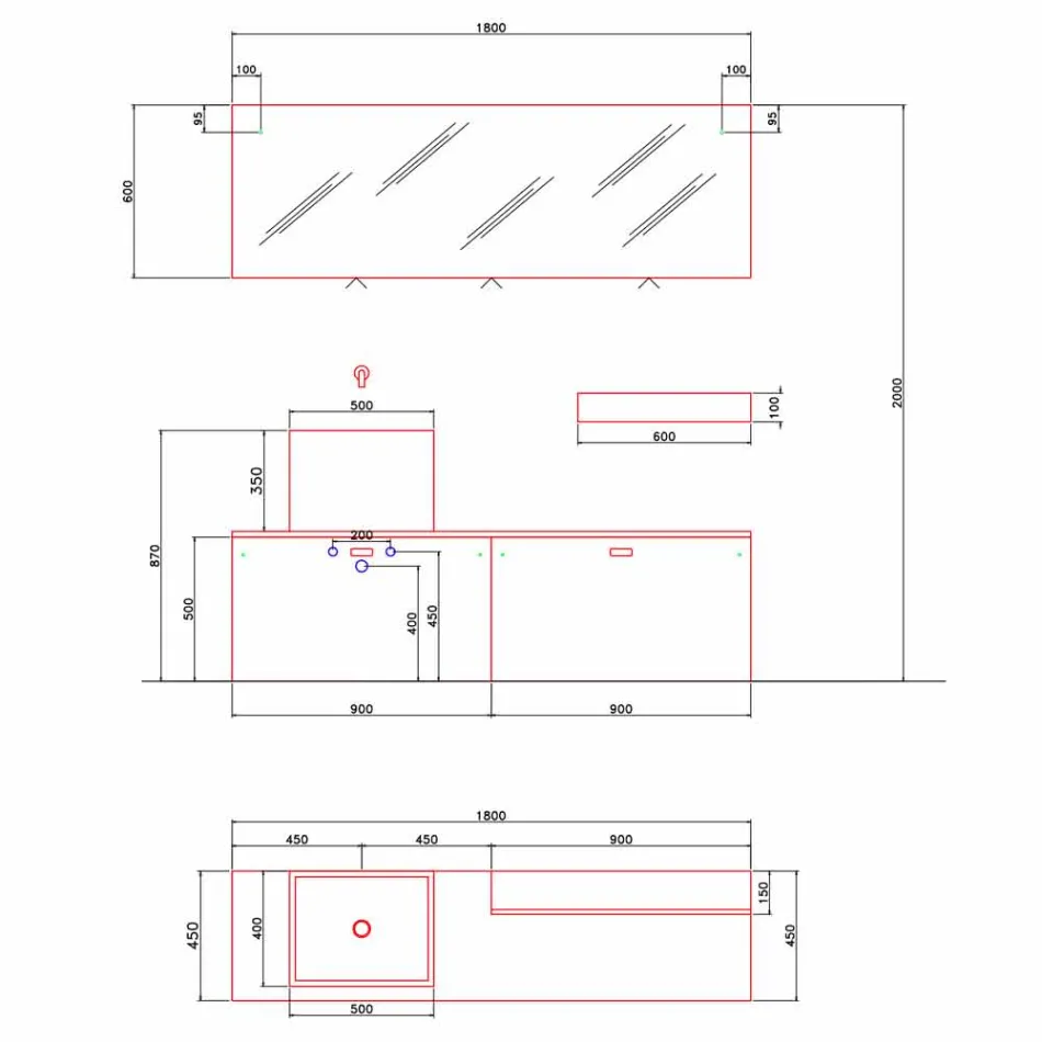 Modern Design Ground badkamermeubelsamenstelling - Farart1 Viadurini