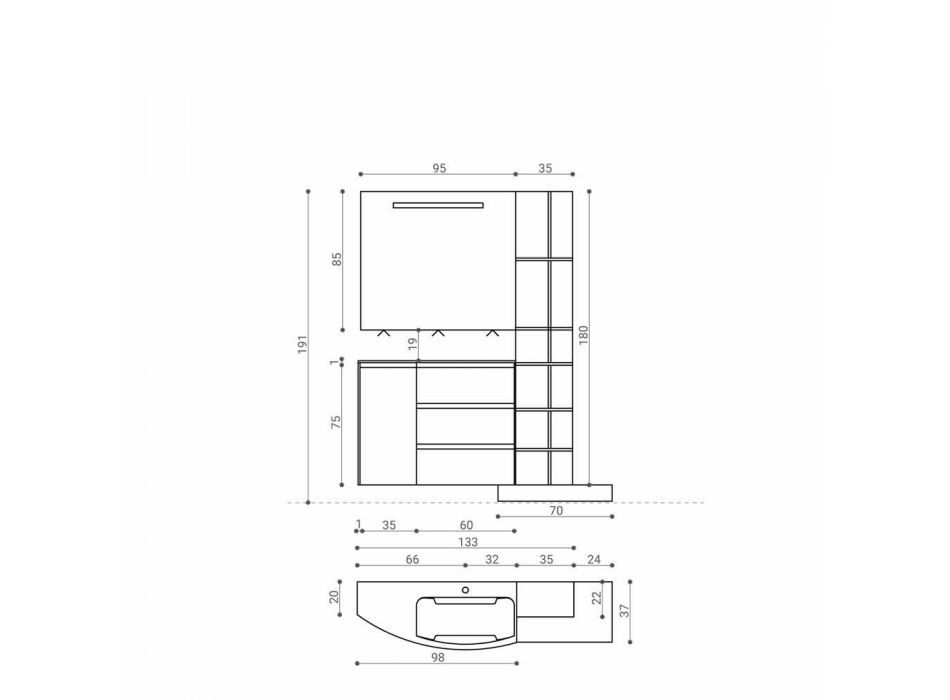 Samenstelling van meubels voor de badkamer van modern design - Callisi13 Viadurini