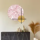 Samenstelling van roze of groene houten panelen met witte bloemen gemaakt in Italië - Fiji Viadurini