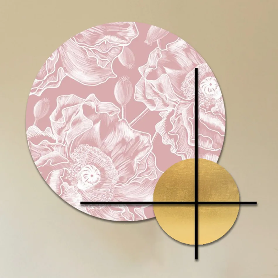 Samenstelling van roze of groene houten panelen met witte bloemen gemaakt in Italië - Fiji Viadurini