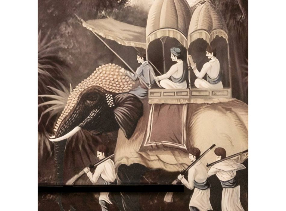 Compositie van houten schilderijen met olifantenprint, gemaakt in Italië - Patagonië Viadurini