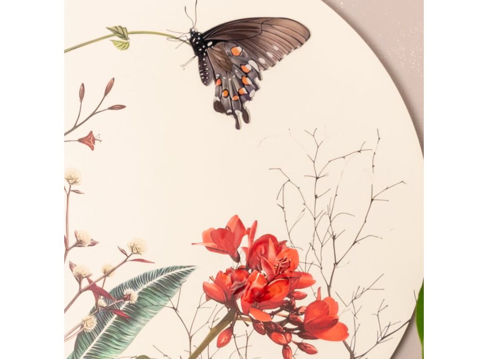 Compositie van houten schilderijen met vlinder- en bloemenprints, gemaakt in Italië - Ecuador Viadurini