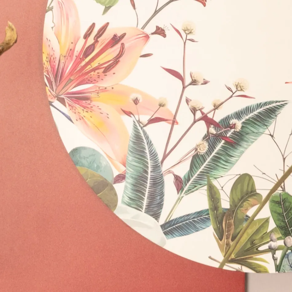 Compositie van houten schilderijen met vlinder- en bloemenprints, gemaakt in Italië - Ecuador Viadurini