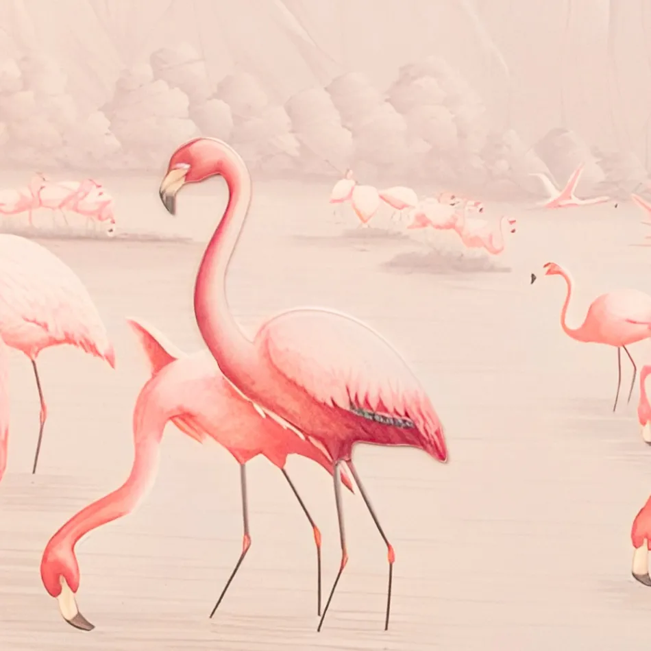 Compositie van houten schilderijen met flamingoprint Made in Italy - Bahama's Viadurini