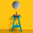 Vrijstaande badkamerkast samenstelling blauwe kleur inclusief accessoires - Maryse Viadurini