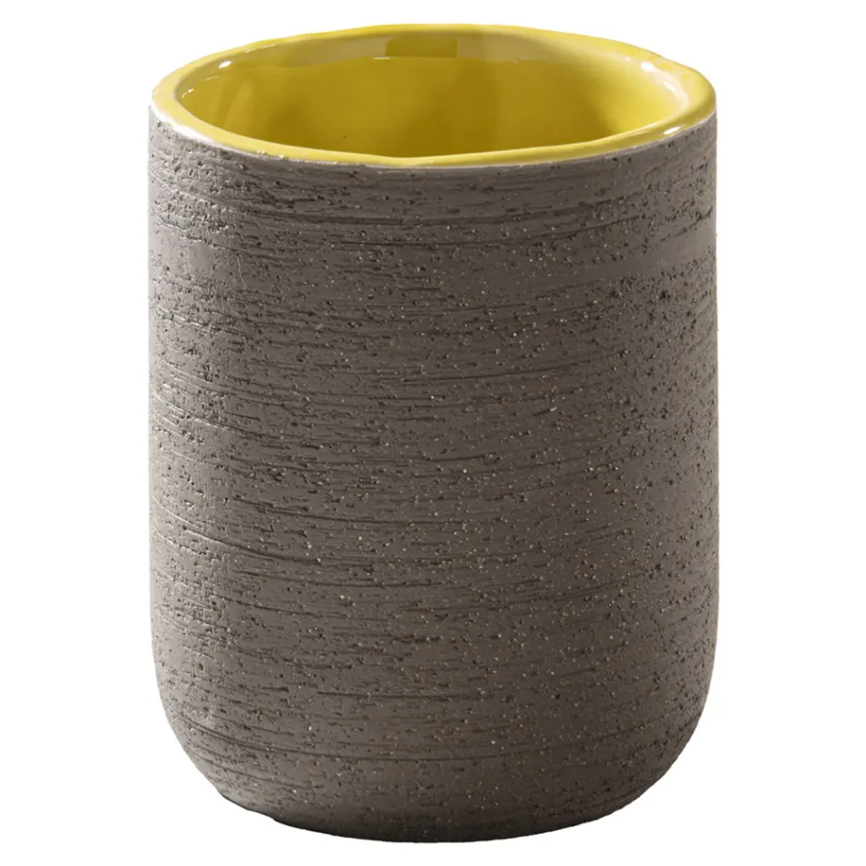 Gele badkamerkastsamenstelling met meegeleverde accessoires - Carolie Viadurini