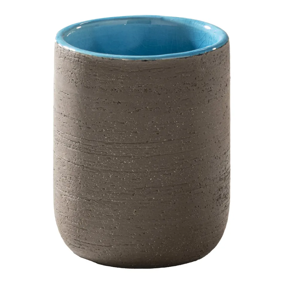 Vrijstaande badkamerkast samenstelling inclusief blauwe accessoires - Carolie Viadurini