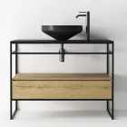 Samenstelling badkamermeubel met wastafel, voet en spiegel Made in Italy - Hoscar Viadurini