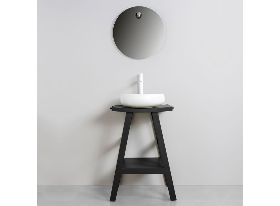 Zwarte badkamerkastcompositie compleet met spiegel en accessoires - Maryse Viadurini