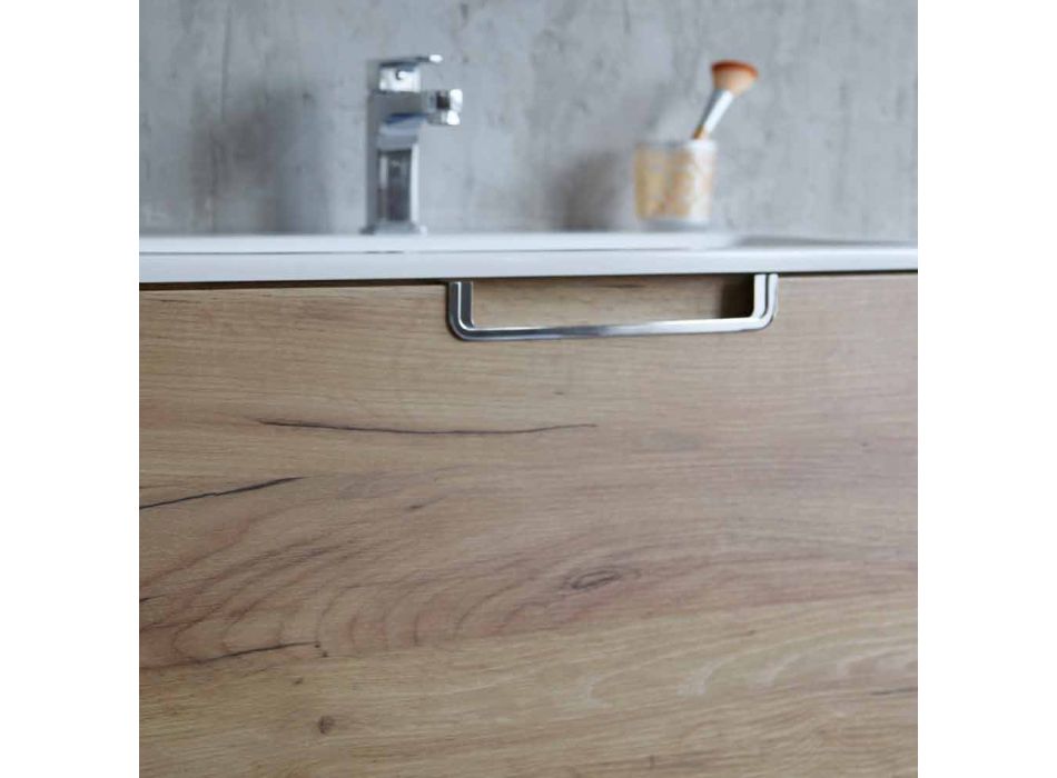 Badkamer ijdelheidskastcompositie in hout en moderne designspiegel - Gualtiero Viadurini