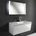 Samenstelling van witte moderne hangende badkamermeubels met LED-spiegel - Desideria