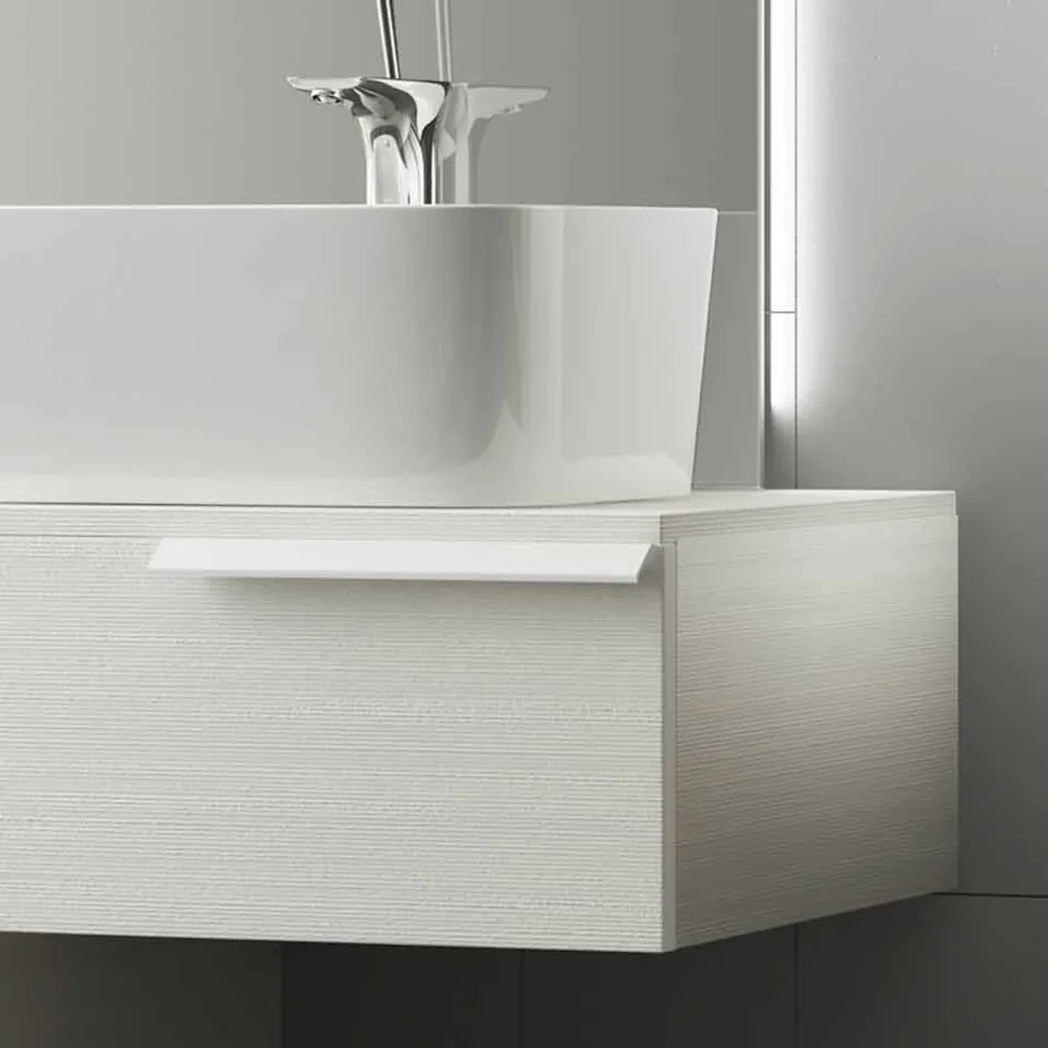 Moderne houten gelakte badkamermeubelsamenstelling Viadurini