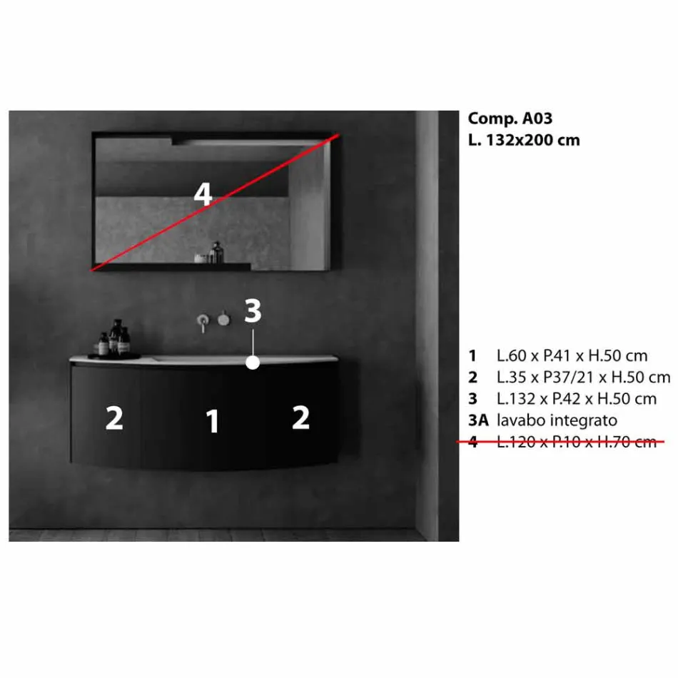 Modern design hangende badkamermeubelsamenstelling - Callisi3 Viadurini