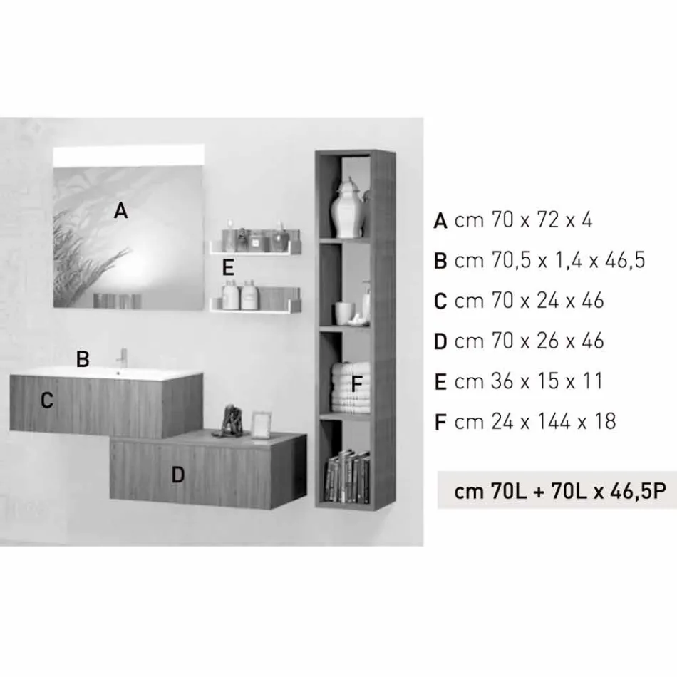 Houten meubelsamenstelling gemaakt in Italië forlì suspension badkamer Viadurini