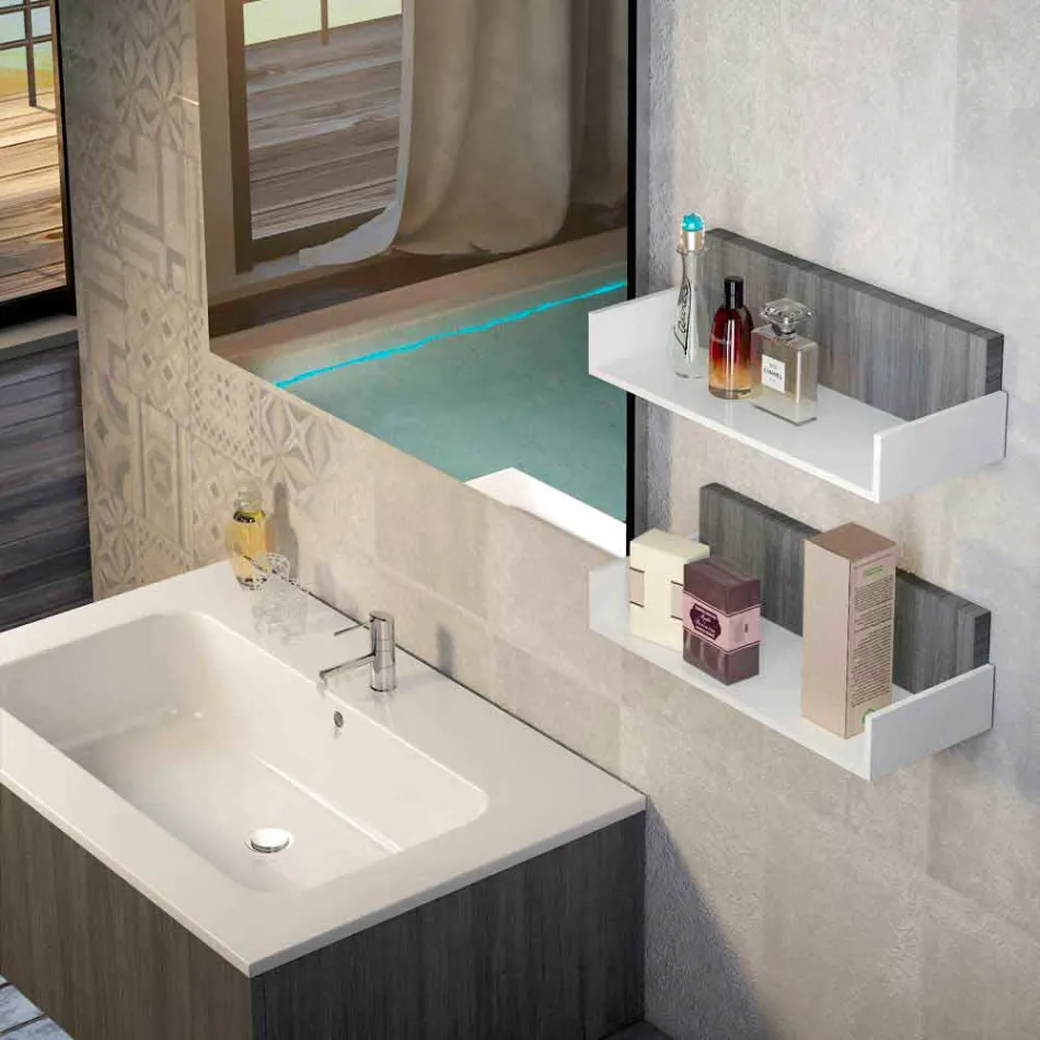 Houten meubelsamenstelling gemaakt in Italië forlì suspension badkamer Viadurini