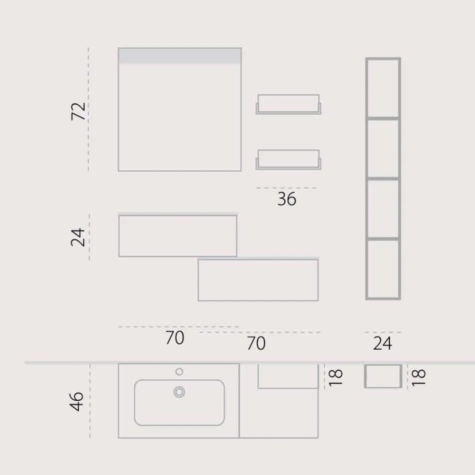 Houten meubelsamenstelling gemaakt in Italië forlì suspension badkamer Viadurini