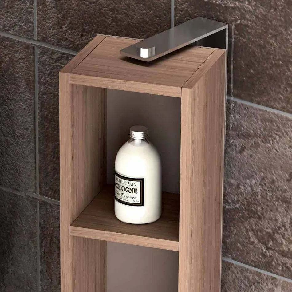 Samenstelling van geschorst houten design badkamermeubilair gemaakt in Italië Genova Viadurini