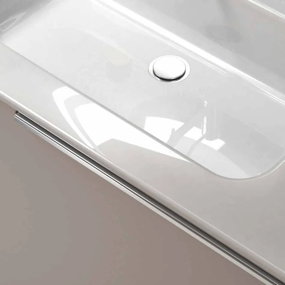 Samenstelling van geschorst houten design badkamermeubilair gemaakt in Italië Genova Viadurini