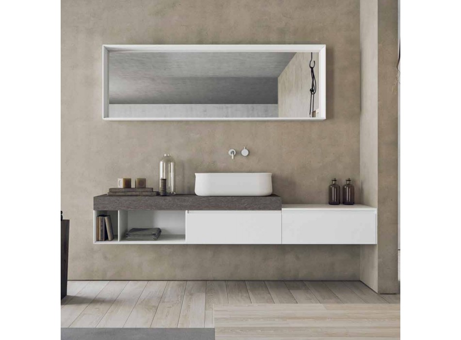 Moderne en hangende samenstelling van design badkamermeubels - Callisi2 Viadurini