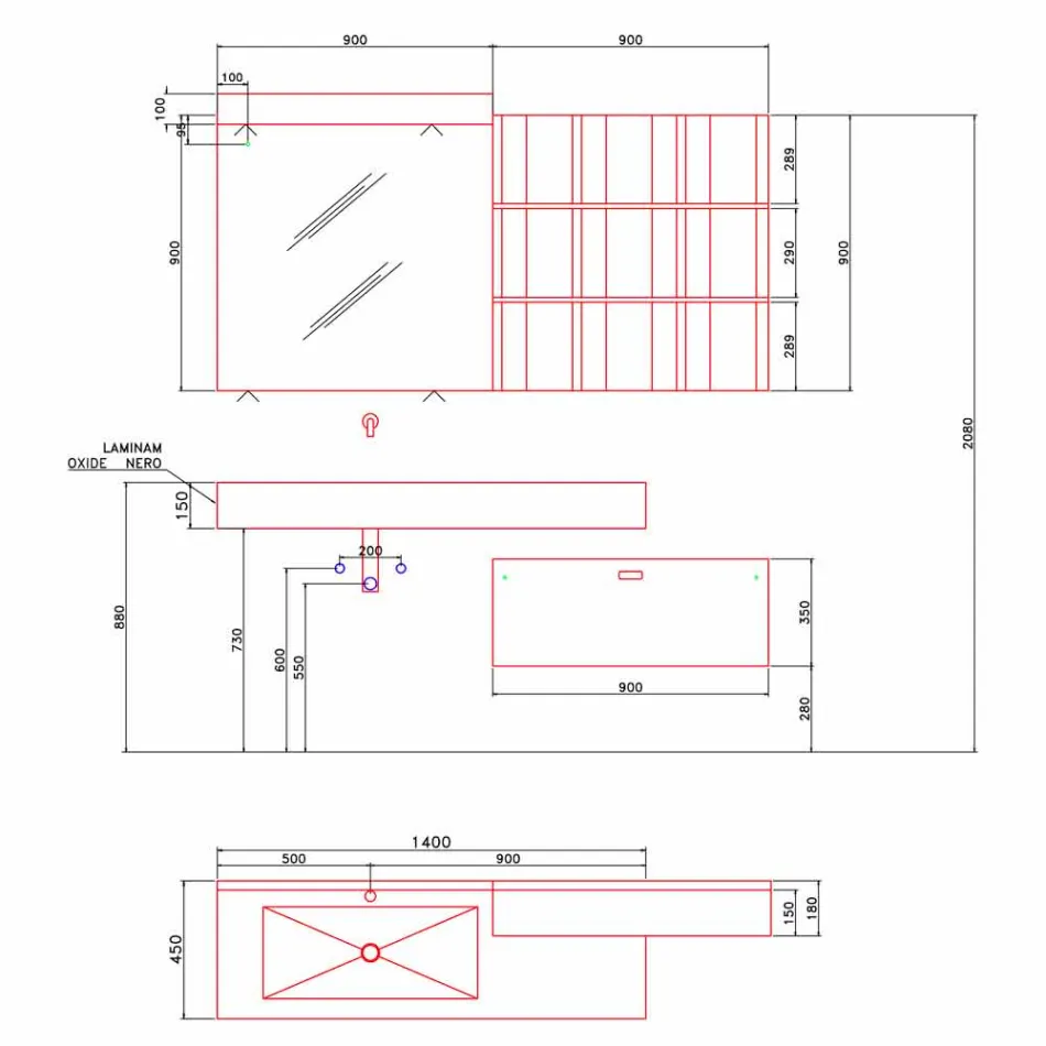 Compositie voor hangende badkamer en modern design Made in Italy - Farart9 Viadurini