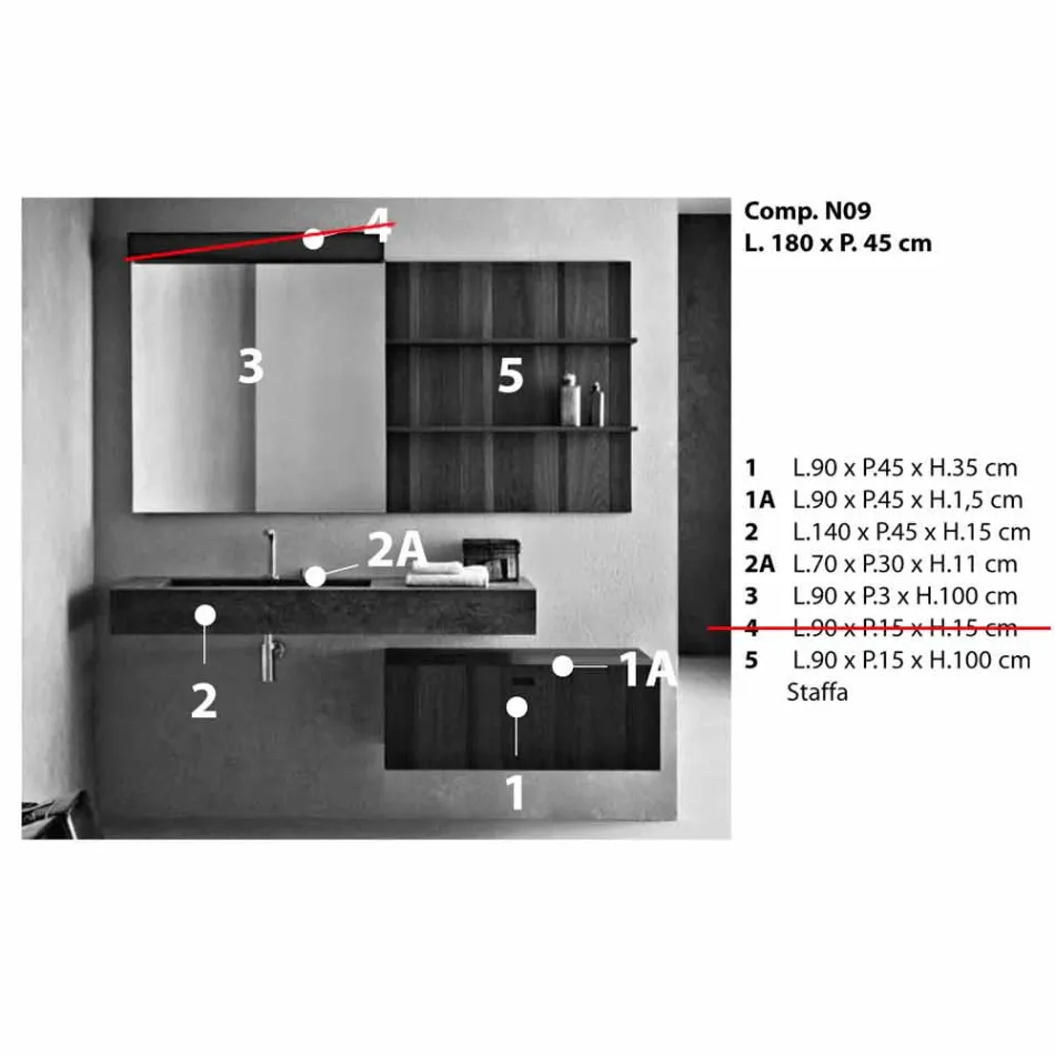 Compositie voor hangende badkamer en modern design Made in Italy - Farart9 Viadurini