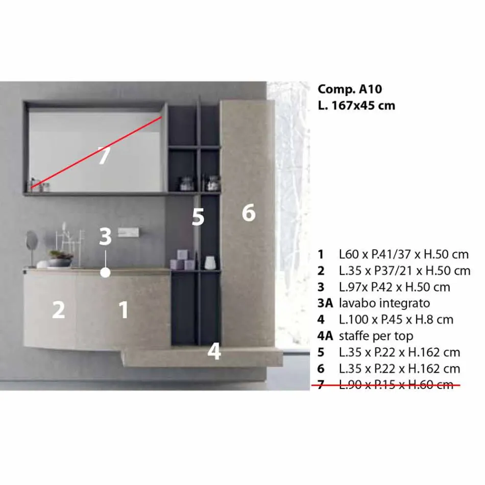 Badkamersamenstelling, modern Italiaans designophanging - Callisi10 Viadurini